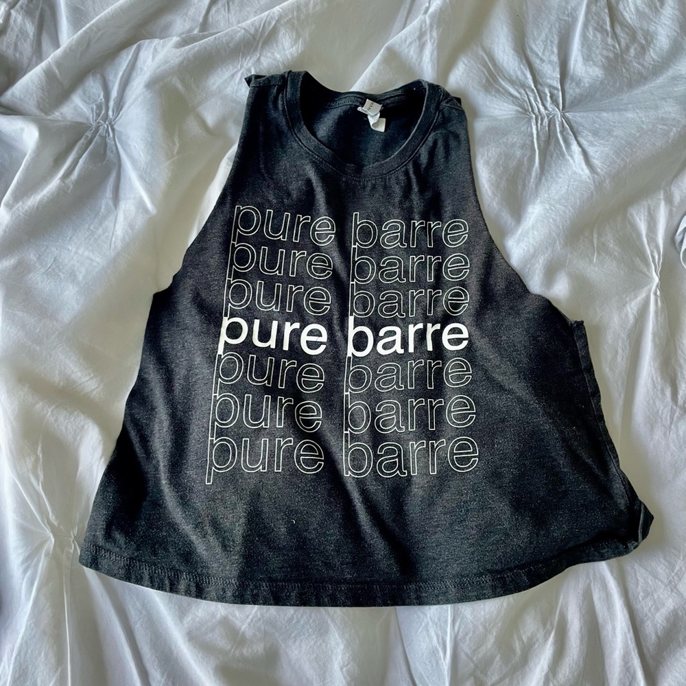 Pure Barre dark gray gently worn tacer back crop tank size s